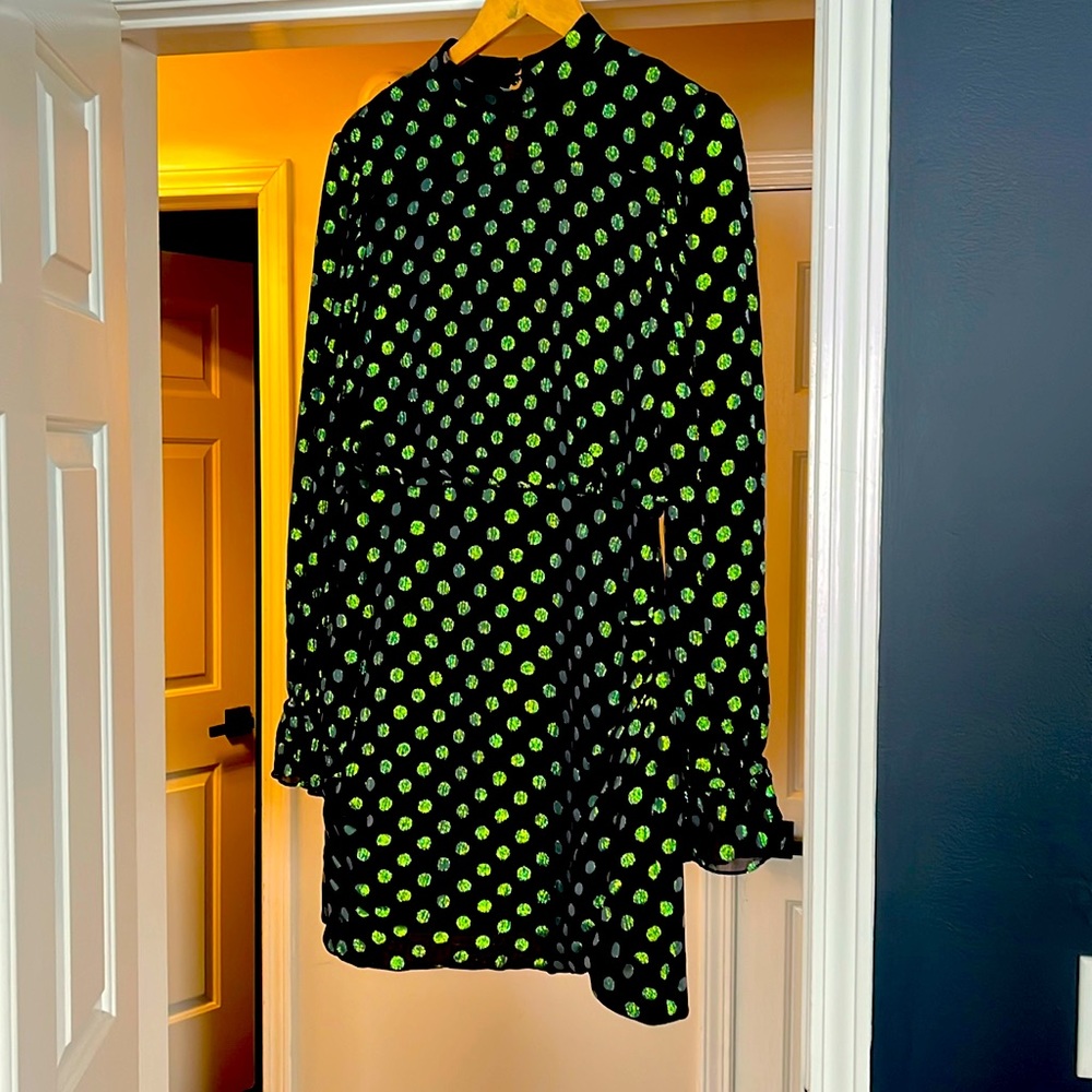 Saloni Rina iridescent polka dot jacquard dress